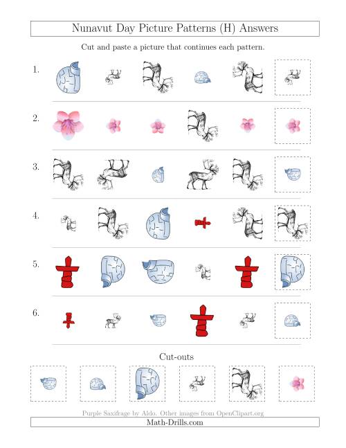 The Nunavut Day Picture Patterns with Shape, Size and Rotation Attributes (H) Math Worksheet Page 2