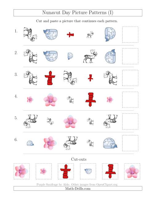 The Nunavut Day Picture Patterns with Shape, Size and Rotation Attributes (I) Math Worksheet