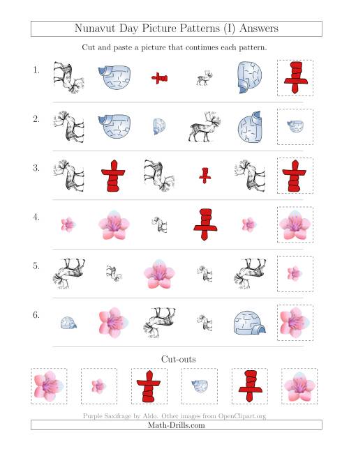 The Nunavut Day Picture Patterns with Shape, Size and Rotation Attributes (I) Math Worksheet Page 2