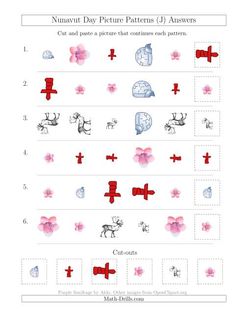 The Nunavut Day Picture Patterns with Shape, Size and Rotation Attributes (J) Math Worksheet Page 2