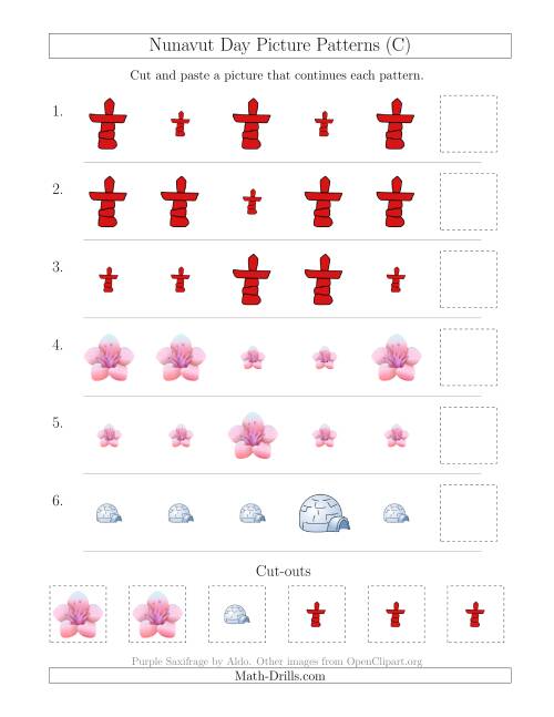 The Nunavut Day Picture Patterns with Size Attribute Only (C) Math Worksheet