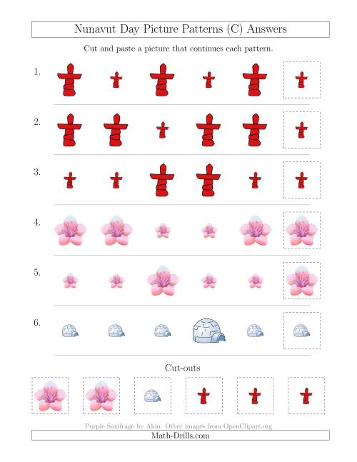 The Nunavut Day Picture Patterns with Size Attribute Only (C) Math Worksheet Page 2