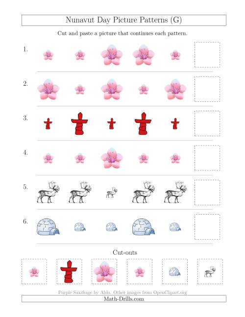 The Nunavut Day Picture Patterns with Size Attribute Only (G) Math Worksheet