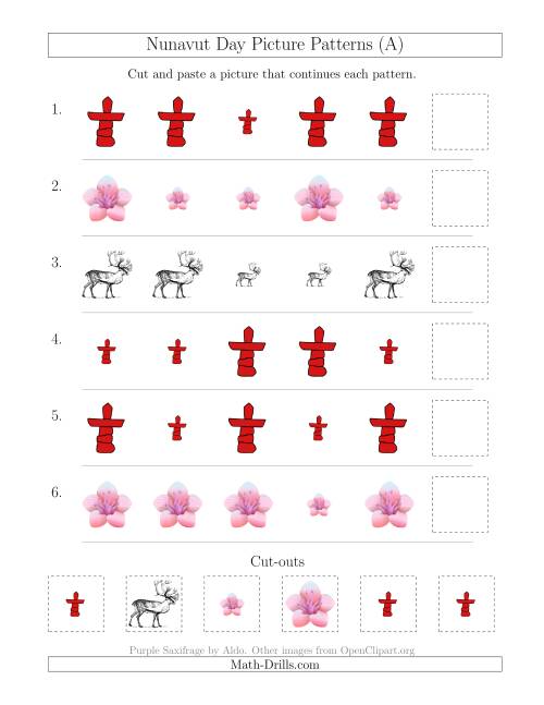 The Nunavut Day Picture Patterns with Size Attribute Only (All) Math Worksheet