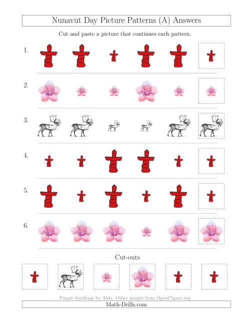 The Nunavut Day Picture Patterns with Size Attribute Only (All) Math Worksheet Page 2