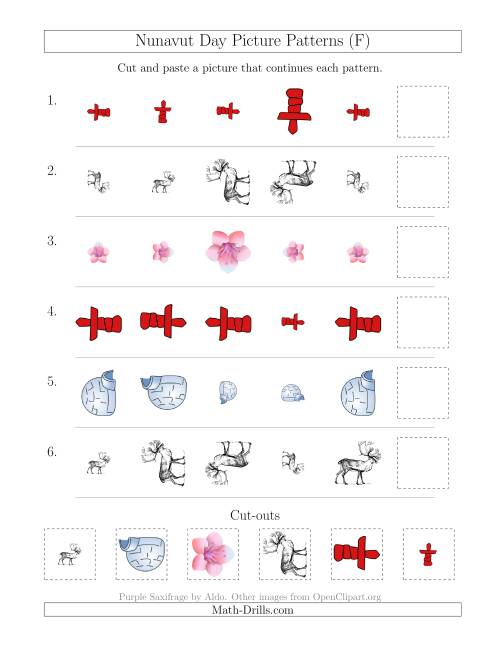 The Nunavut Day Picture Patterns with Size and Rotation Attributes (F) Math Worksheet