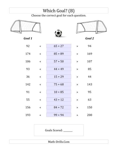 The World Cup Math -- Which Goal? (B) Math Worksheet