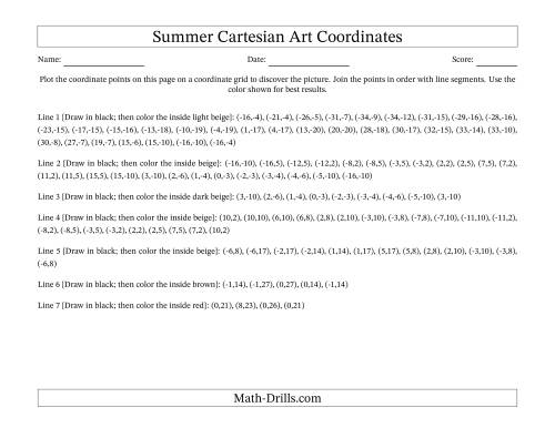 The Summer Cartesian Art Sand Castle Math Worksheet Page 2