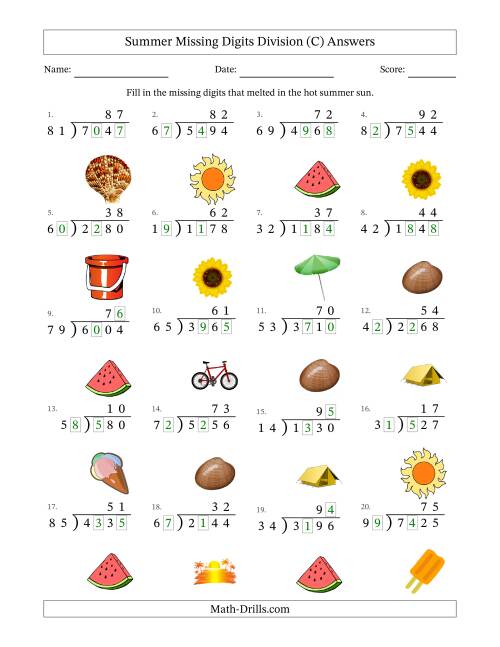 The Summer Missing Digits Division (Harder Version) (C) Math Worksheet Page 2