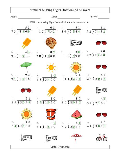 The Summer Missing Digits Division (Harder Version) (All) Math Worksheet Page 2