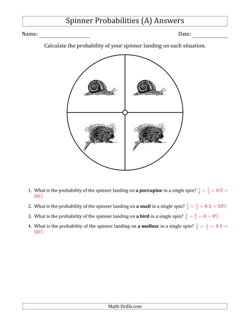 The Non-Numerical Spinners with Pictures (4 Sections) (A) Math Worksheet Page 2