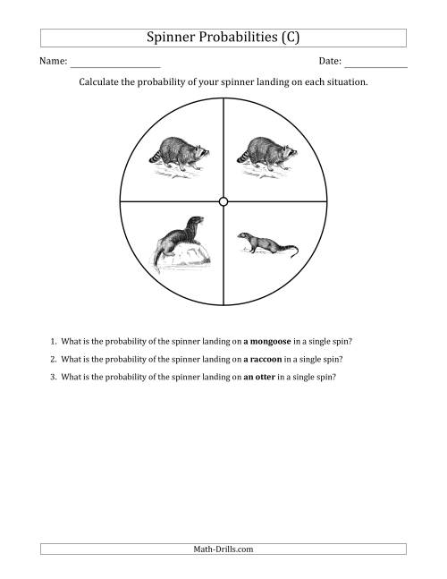 The Non-Numerical Spinners with Pictures (4 Sections) (C) Math Worksheet
