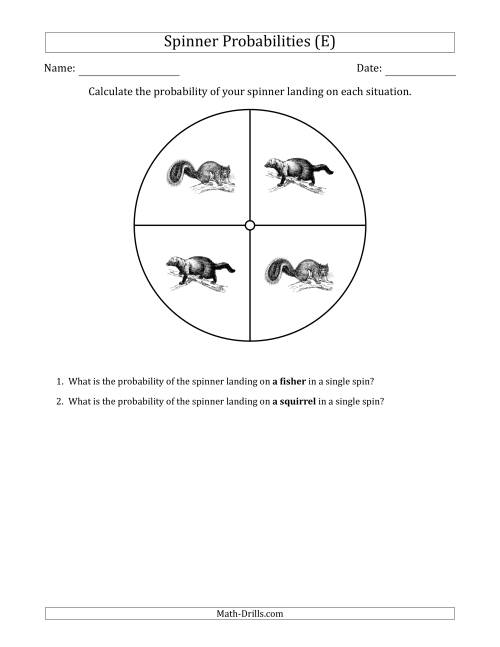 The Non-Numerical Spinners with Pictures (4 Sections) (E) Math Worksheet