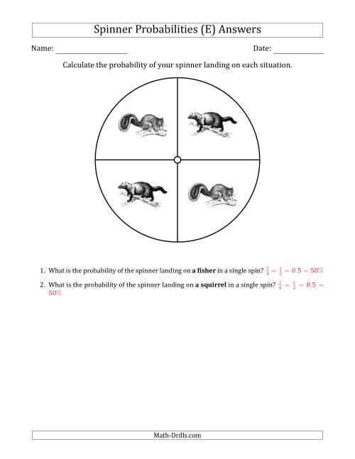 The Non-Numerical Spinners with Pictures (4 Sections) (E) Math Worksheet Page 2