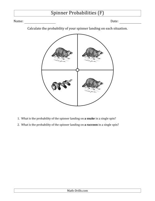The Non-Numerical Spinners with Pictures (4 Sections) (F) Math Worksheet