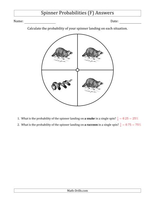 The Non-Numerical Spinners with Pictures (4 Sections) (F) Math Worksheet Page 2