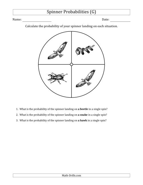 The Non-Numerical Spinners with Pictures (4 Sections) (G) Math Worksheet
