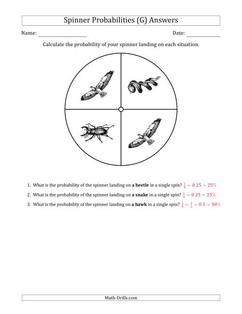 The Non-Numerical Spinners with Pictures (4 Sections) (G) Math Worksheet Page 2