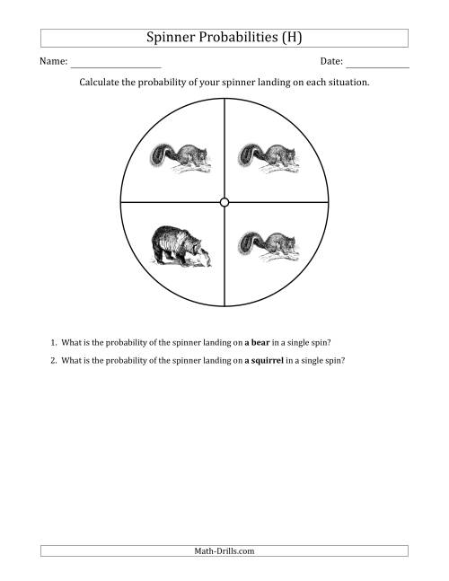 The Non-Numerical Spinners with Pictures (4 Sections) (H) Math Worksheet
