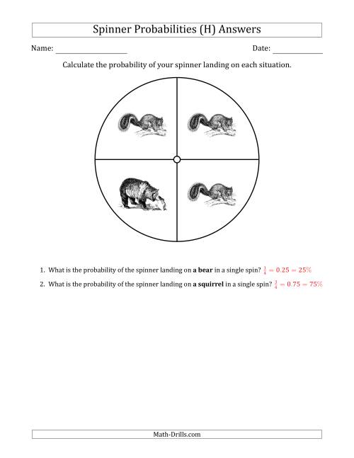 The Non-Numerical Spinners with Pictures (4 Sections) (H) Math Worksheet Page 2