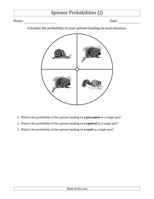 The Non-Numerical Spinners with Pictures (4 Sections) (J) Math Worksheet