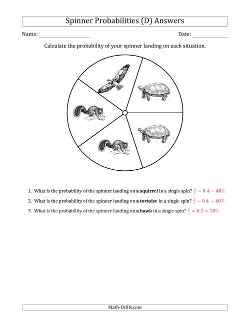 The Non-Numerical Spinners with Pictures (5 Sections) (D) Math Worksheet Page 2