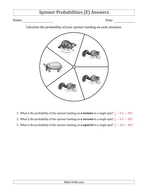 The Non-Numerical Spinners with Pictures (5 Sections) (E) Math Worksheet Page 2