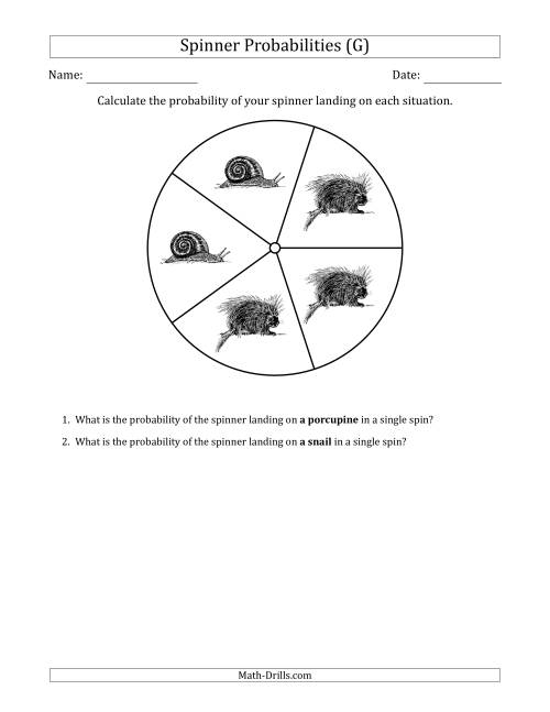 The Non-Numerical Spinners with Pictures (5 Sections) (G) Math Worksheet