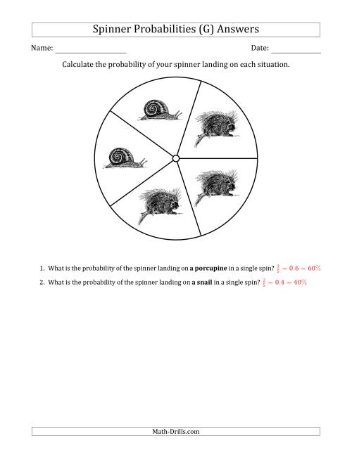 The Non-Numerical Spinners with Pictures (5 Sections) (G) Math Worksheet Page 2
