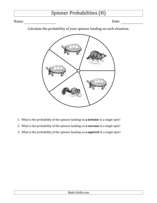 The Non-Numerical Spinners with Pictures (5 Sections) (H) Math Worksheet