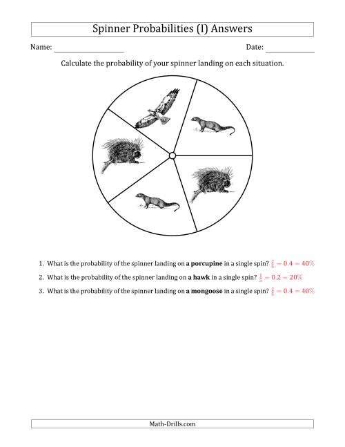 The Non-Numerical Spinners with Pictures (5 Sections) (I) Math Worksheet Page 2