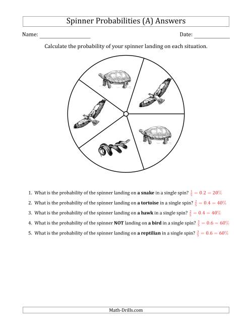The Non-Numerical Spinners with Pictures (5 Sections) (All) Math Worksheet Page 2