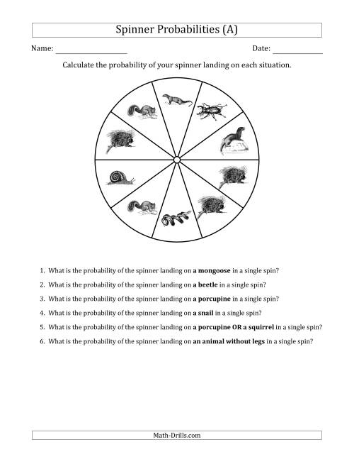 The Non-Numerical Spinners with Pictures (10 Sections) (A) Math Worksheet