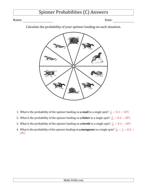 The Non-Numerical Spinners with Pictures (10 Sections) (C) Math Worksheet Page 2