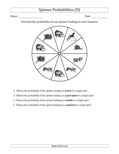 The Non-Numerical Spinners with Pictures (10 Sections) (D) Math Worksheet