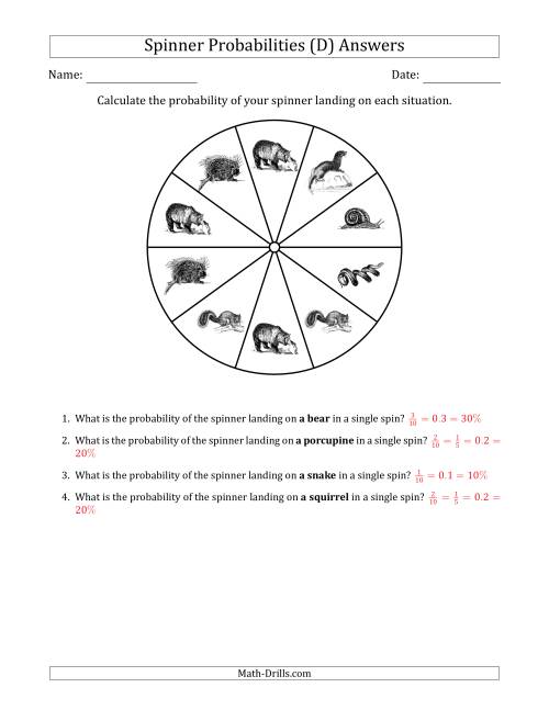 The Non-Numerical Spinners with Pictures (10 Sections) (D) Math Worksheet Page 2