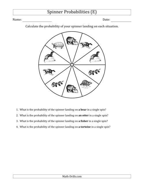 The Non-Numerical Spinners with Pictures (10 Sections) (E) Math Worksheet