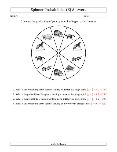 The Non-Numerical Spinners with Pictures (10 Sections) (E) Math Worksheet Page 2