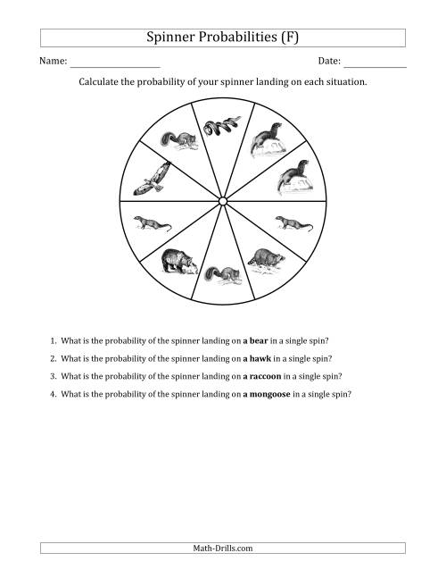 The Non-Numerical Spinners with Pictures (10 Sections) (F) Math Worksheet