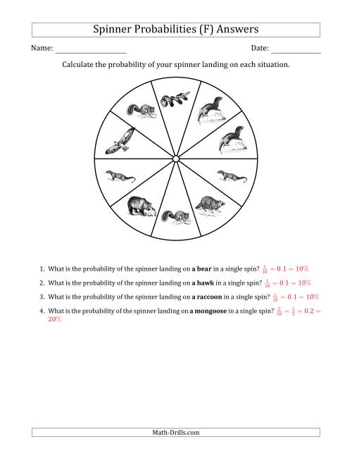 The Non-Numerical Spinners with Pictures (10 Sections) (F) Math Worksheet Page 2