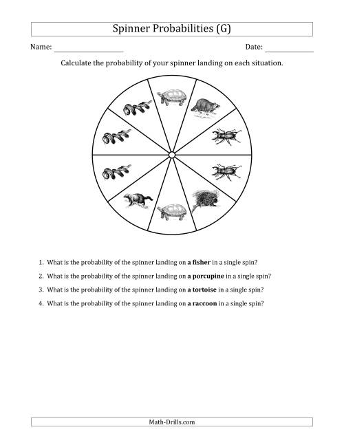 The Non-Numerical Spinners with Pictures (10 Sections) (G) Math Worksheet