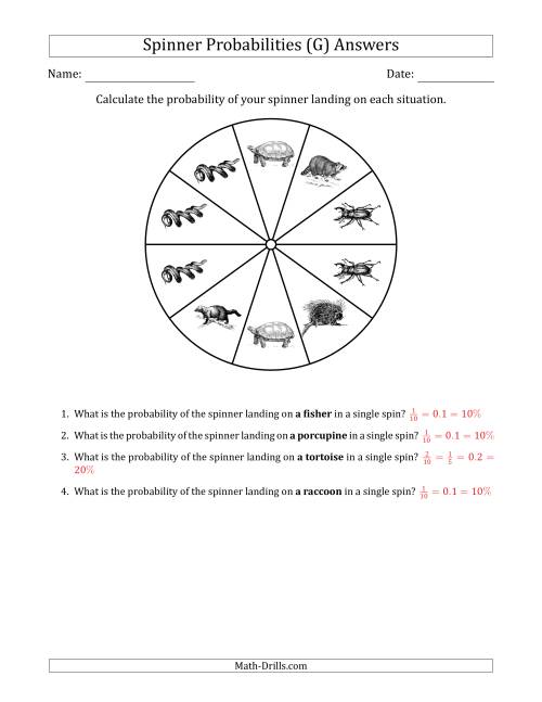 The Non-Numerical Spinners with Pictures (10 Sections) (G) Math Worksheet Page 2