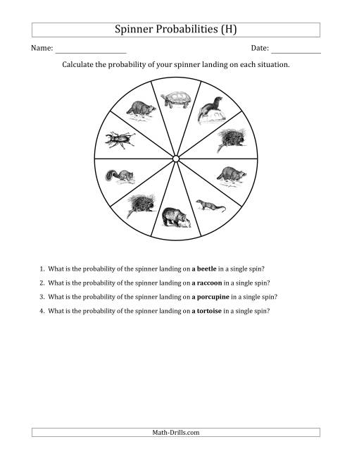 The Non-Numerical Spinners with Pictures (10 Sections) (H) Math Worksheet