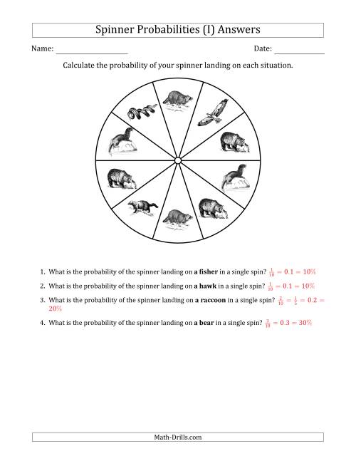 The Non-Numerical Spinners with Pictures (10 Sections) (I) Math Worksheet Page 2