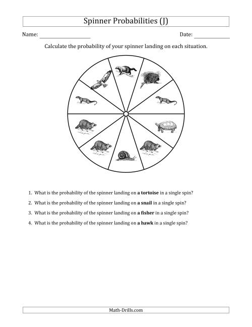 The Non-Numerical Spinners with Pictures (10 Sections) (J) Math Worksheet