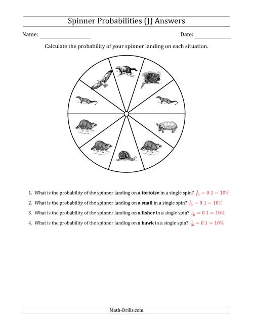 The Non-Numerical Spinners with Pictures (10 Sections) (J) Math Worksheet Page 2