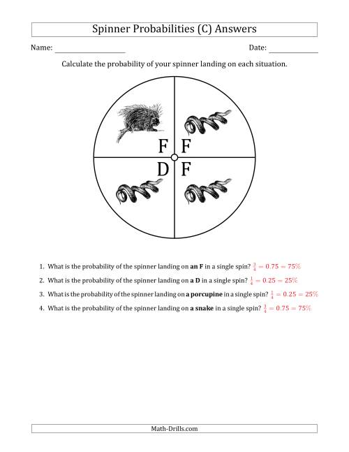 The Non-Numerical Spinners with Letters/Pictures (4 Sections) (C) Math Worksheet Page 2