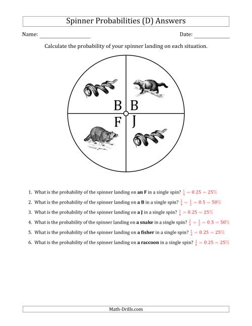 The Non-Numerical Spinners with Letters/Pictures (4 Sections) (D) Math Worksheet Page 2