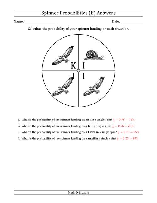 The Non-Numerical Spinners with Letters/Pictures (4 Sections) (E) Math Worksheet Page 2