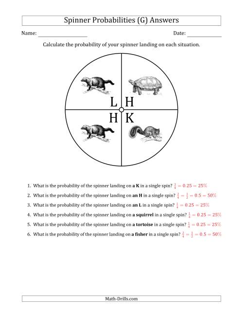 The Non-Numerical Spinners with Letters/Pictures (4 Sections) (G) Math Worksheet Page 2